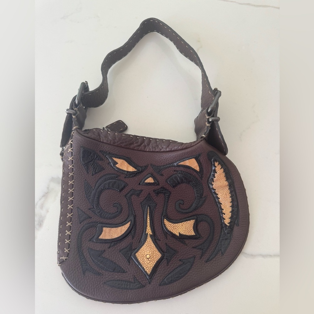 Fendi Selleria Rare Shoulder Bag with STINGRAY & Intricate Design